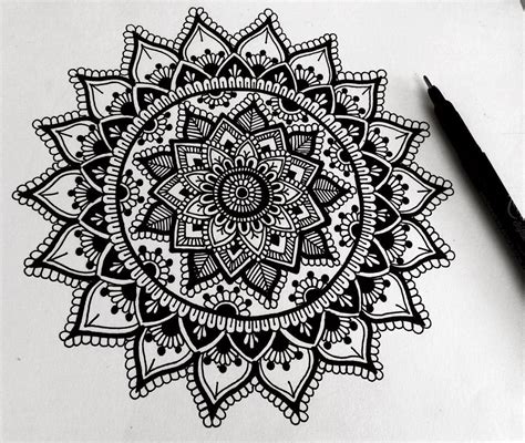 Mandala Doodle Mandala Drawing Black And White Doodle