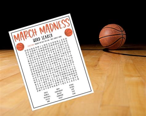 March Madness Word Search Game Printable March Madness Party Etsy