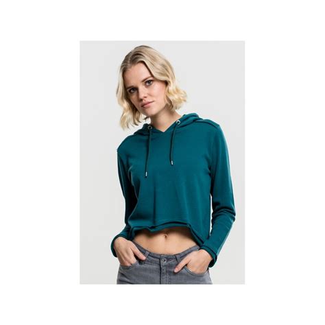 Urban Classics Tb1305 Ladies Cropped Terry Hoody Teal