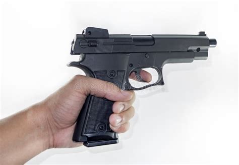 Hand Holding A Handgun Stock Image Image Of Person Barrel 62622647