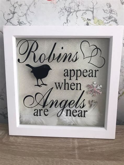 When Robins Appear Angels Are Near Quote Box Frame Etsy