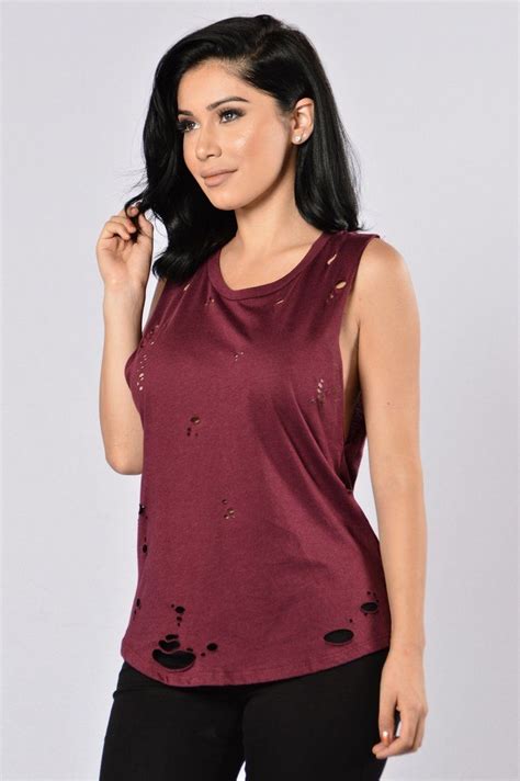 Get Ripped Tank Top Burgundy Tank Tops New Style Tops Tops