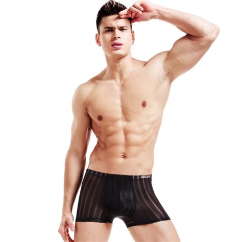 Buy Underwear Men Mesh Breathable Perspective Boxer