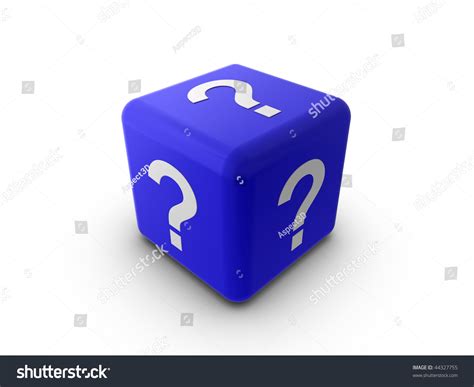 3d Illustration Of A Blue Cube Or Dice With A Question Mark Symbol On