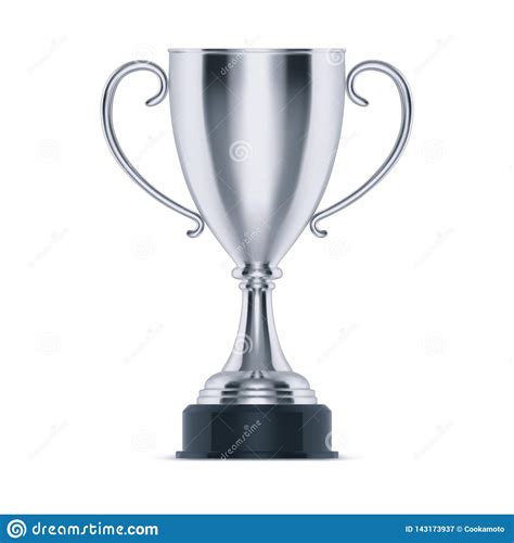 3d Silver Cup Or Trophy For Second Place Goblet Stock Vector