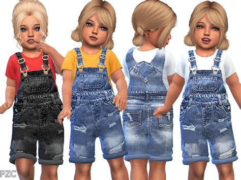 The Sims Resource Denim Ripped Overall For Toddler