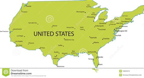 Map Of Usa With Major Cities Stock Vector Illustration Of Political