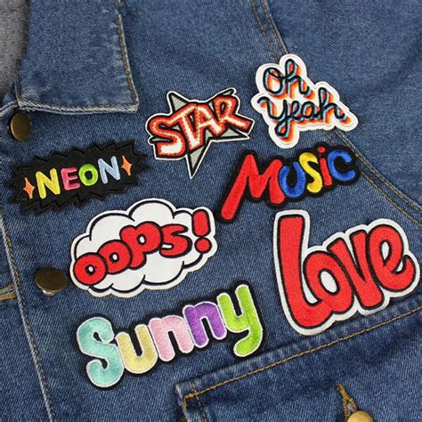 10pcslot Fashion English Letters Embroidered Cloth Stickers Iron On