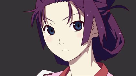 Face Purple Hair Blue Eyes Looking At Viewer Anime Monogatari