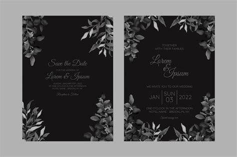 Premium Vector Beautiful Wedding Invitation Card Template Set With