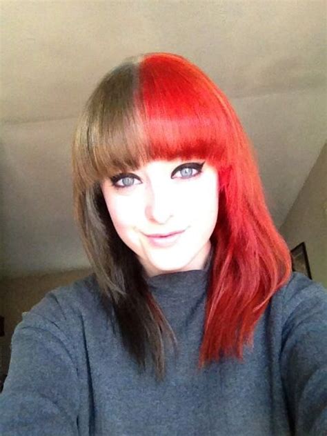 New Hair Half Black Half Red Hair Colored Pinterest