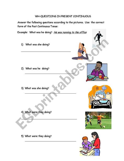 English Worksheets Wh Questions In Past Continuous