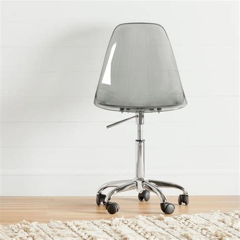 South Shore Annexe Clear Smoked Gray Acrylic Office Chair With Wheels