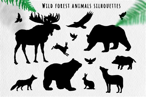 Wild Forest Animals Silhouettes Bundle 723942 Elements Design Bundles