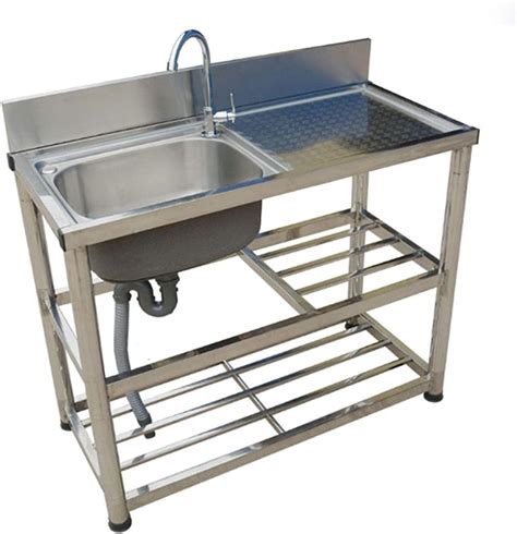 Freestanding Stainless Steel Single Sink Thicken Stainless