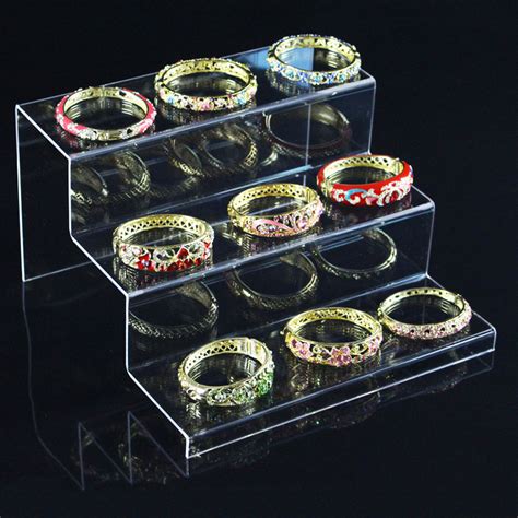 3 Layer Transparent Acrylic Jewelry Stand Bracelet Necklace Watch