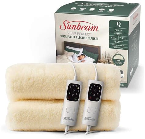 Sunbeam Sleep Perfect Wool Fleece Electric Blanket Queen 100