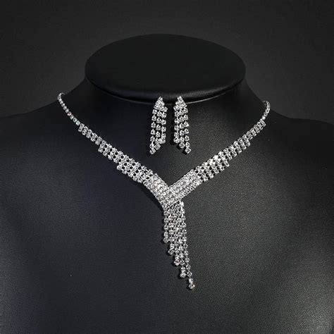 Comprar Conjunto De Pendientes De Collar De Diamantes