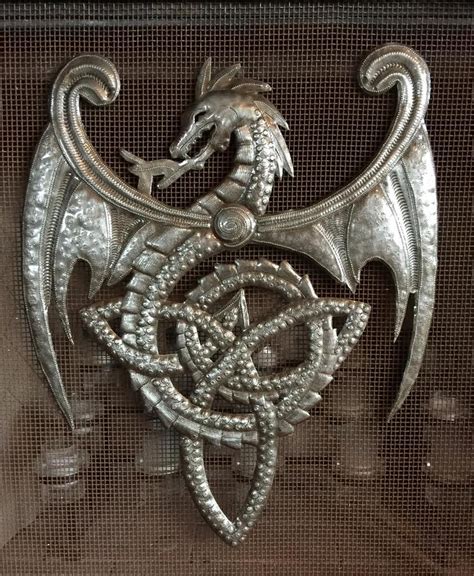 Metal Dragon Wall Artwork Celtic Knot Symbol Haitian Metal Art Steel