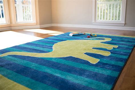 A rectangular rug fits most kids' room dimensions and configurations. Mohawk Home Aurora Friendly Dinosaur Striped Kids Area Rug ...
