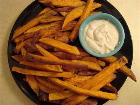 Sweet potato fries can be made two ways: Cumin Sweet Potato Fries with Tahini Yogurt Dipping Sauce ...
