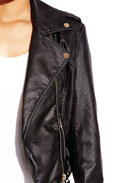 lyst forever 21 biker babe faux leather jacket in black
