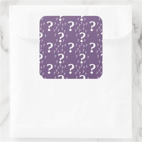 Mystery Question Mark Riddle Puzzle Purple Square Sticker Zazzle