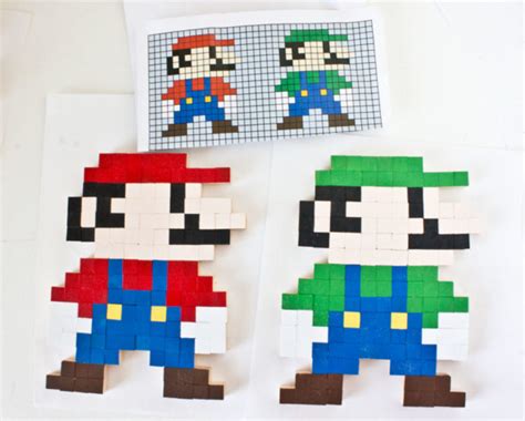 8 Bit Super Mario Brothers Wooden Block Pixel Art Pattern