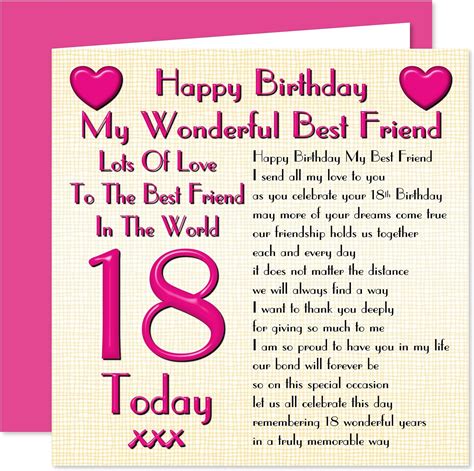 Best Friend 18th Happy Birthday Card Lots Of Love To The Best Friend In The World 18 Today