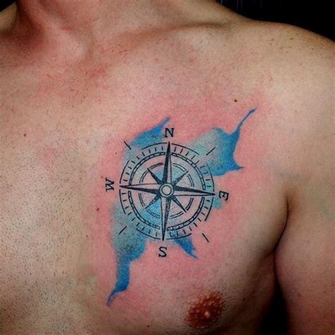 Compass Tattoo Chest Men Foto Kolekcija