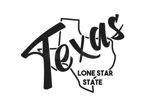 Texas Vector Silhouette Nickname Lone Star State Hand Drawn