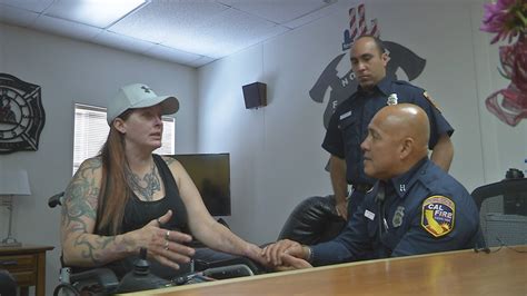 Camp Fire Survivor With Severe Burns Meets The Fire Crew That Saved Her