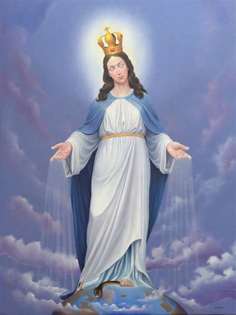 Virgen De La Misericordia Oil On Canvas 48 X 36 Mother Mary