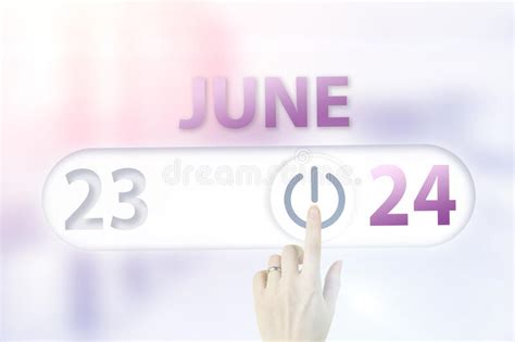 June 24th Day 24 Of Month Calendar Datewhite Alarm Clock On Pastel