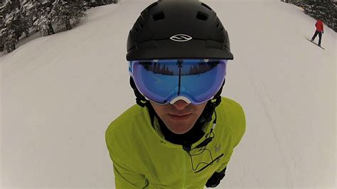 Skiing Perspective Face Closeup Fisheye Lens Stock Video Footage 0015