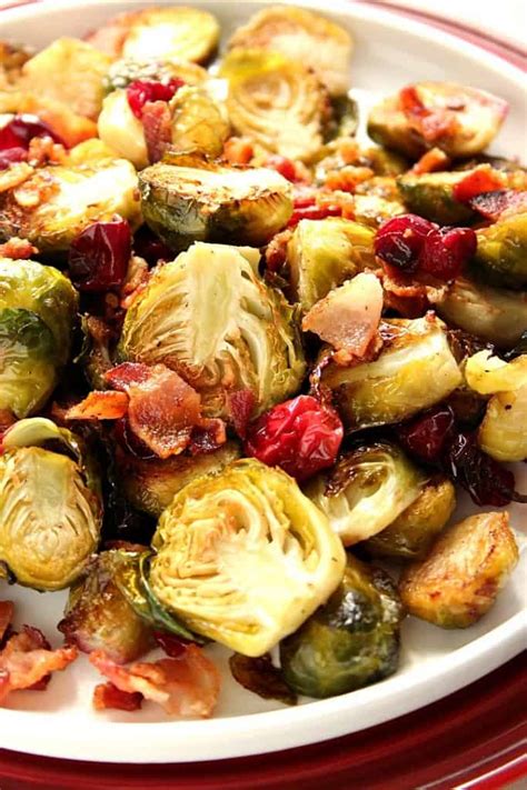 Sheet pan brussels sprouts with bacon, garlic. Bacon Roasted Brussels Sprouts with Cranberries Recipe ...