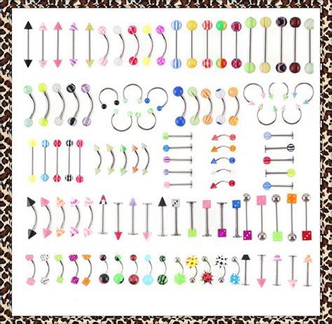 2017 Body Piercing Assorted Mix Kit 14g 16g Ball Spike Curved Sexy