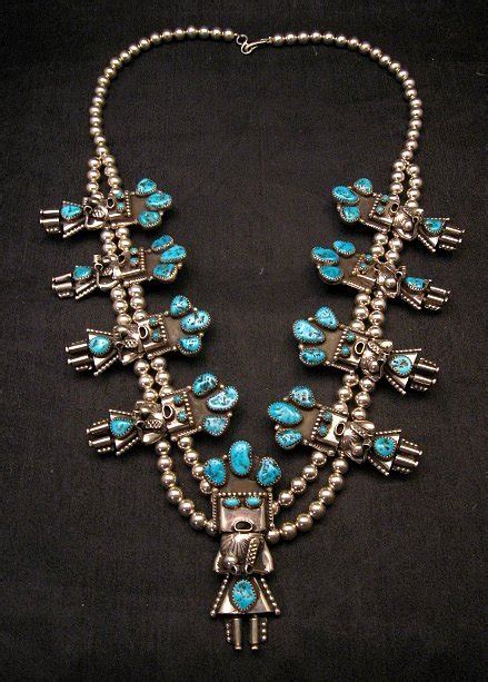 Doris Smallcanyon Navajo Turquoise Kachina Silver Bead Necklace