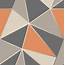 Fine Decor Apex Geometric Abstract Triangles Orange Grey FD42002 