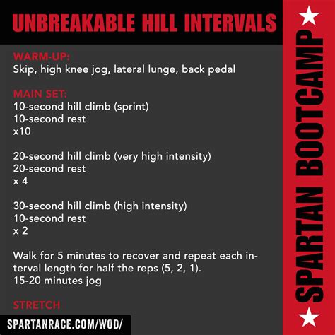 Unbreakable Hill Intervals Wod Spartan Bootcamp Spartan Workout