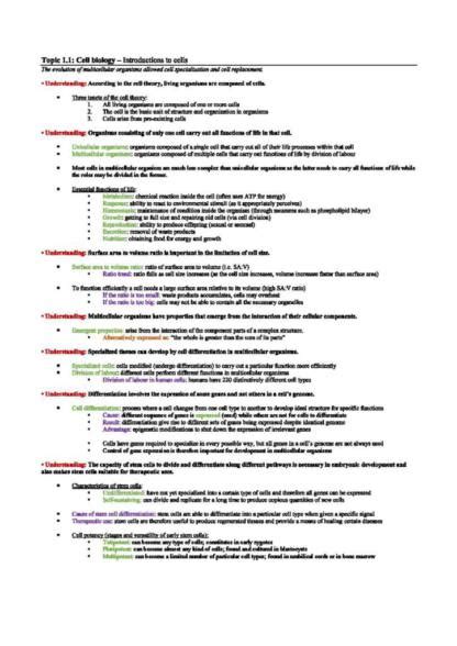 Ib Biology Sl And Hl Complete Summary Notes Bundle Studylast