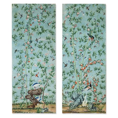 Pair Of Mesmerizing Chinese Wallpaper Panels China 18th Century