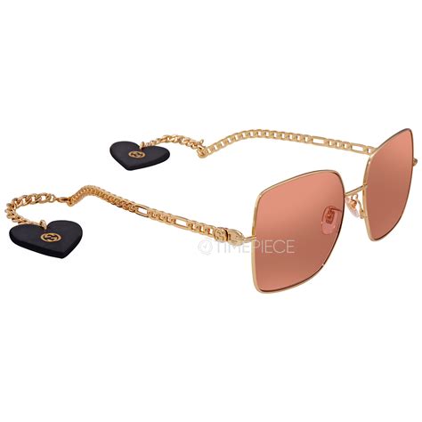 gucci orange shiny square ladies sunglasses gg0724s 005 61