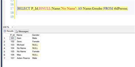 Replace Nulls With Specified Values In Sql Server