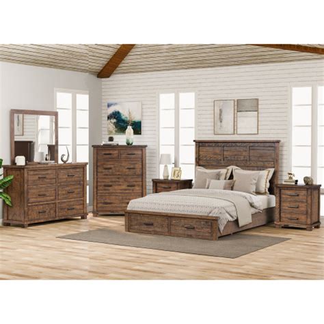 Wulawindy Rustic Reclaimed Solid Wood Framhouse 6 Pieces Storage Queen