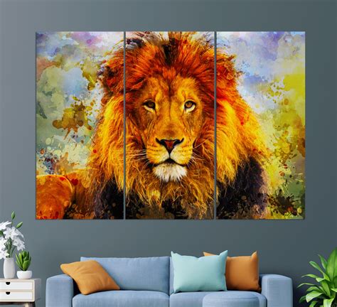 Lion Canvas Art Lion Wall Art Abstract Lion Canvas Print Etsy