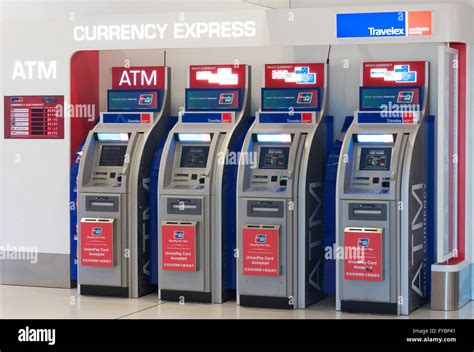 Currency Express Atm Machines At Gates In Sydney Kingsford Smith Stock