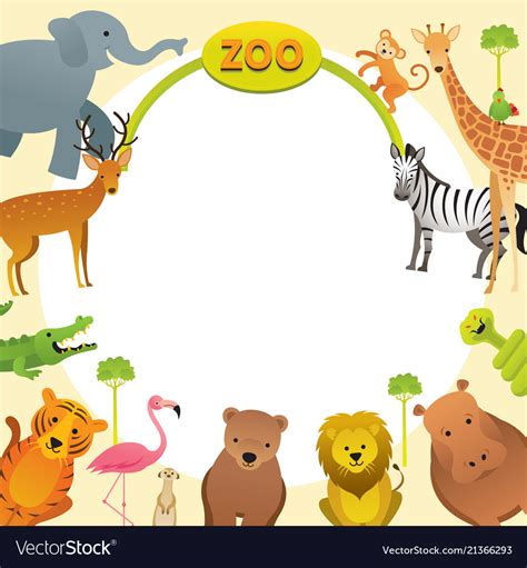 Group Of Wild Animals Zoo Frame Royalty Free Vector Image