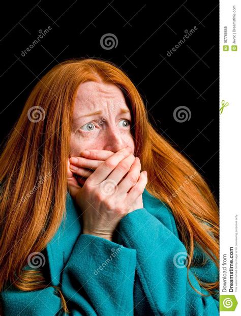 Frightened Redhead Girl Isolated On White Background Stock Image