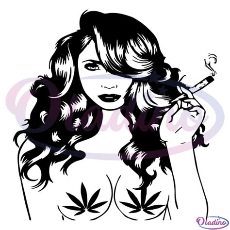 Woman Smoking Weed SVG Digital File Pretty Weed Lady Cannabis Svg